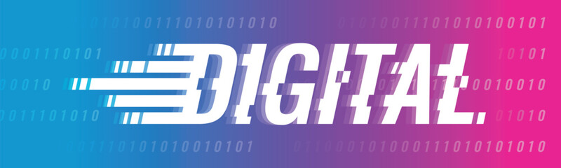 0 and 1 numbers and digital word. gradient digital concept. fast digital logo