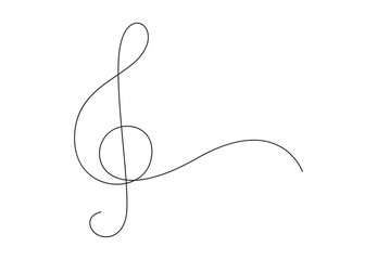Treble clef of one continuous line drawn music vector illustration. Premium vector. 