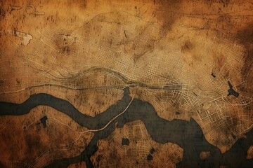 Paris map with a sandy texture. Generative AI - obrazy, fototapety, plakaty