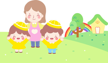 Obraz na płótnie Canvas Children's Daycare Center Background Illustration