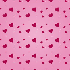 Rosy heart seamless pattern vector illustration on pink background for decor and printing use.