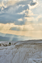 View of the natural formation in Pamukkale, Turkey