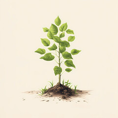 Hand drawn cartoon growing sapling illustration
