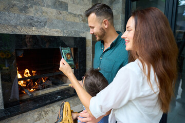 Dad and son cook on fire