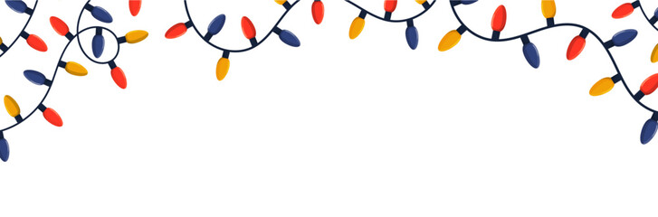Bannière de guirlandes pour les fêtes de fin d'année - Cadre festif pour célébrer les fêtes - Éléments vectoriels festifs éditables - Ensemble d'ampoules lumineuses et modernes - Arrière-plan - Fond