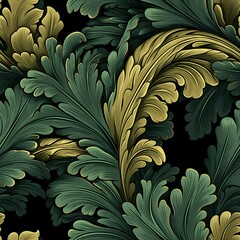 Renaissance Acanthus Leaf Ornament Pattern - obrazy, fototapety, plakaty