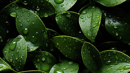 Fototapeta premium Water Drops on Fresh Green Curry Leaves As Background Defocused
