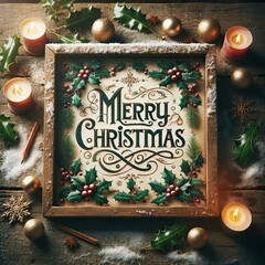 Festive Elegance: "Merry Christmas" Sign Surrounded by Classic Holiday Elements