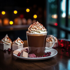 Holiday Indulgence: Festive Hot Chocolate with Whipped Cream and Gold Dusting