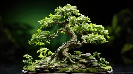 Rolgordijnen Beautiful Bonsai tree of plant miniature art © Hnf