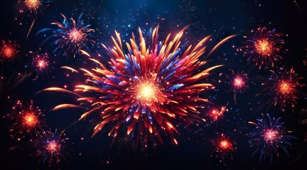 Fototapeta premium Abstract new years firework concept. Colorful firework. Generative AI.