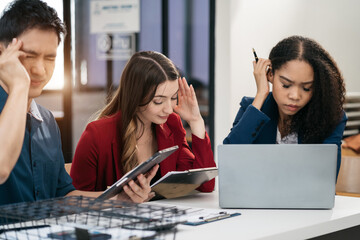 Group of international diversity business people, teamwork, people and crisis concept.
