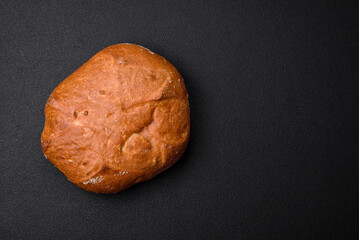 Delicious fresh crispy brown bread with seeds and grains