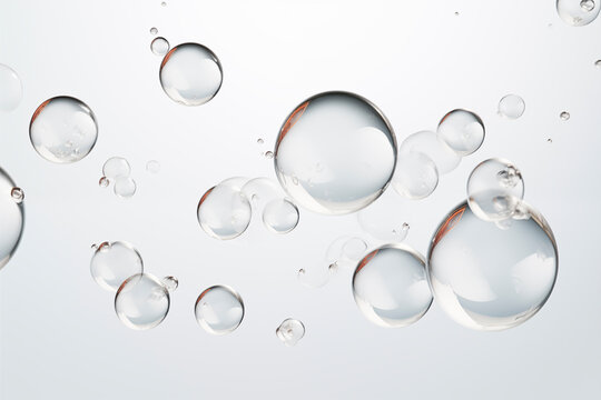 Photo of an air bubbles  on light grey background
