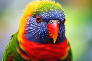 Naklejka premium A Vibrant Avian Beauty with a Multicolored Beak Created With Generative AI Technology