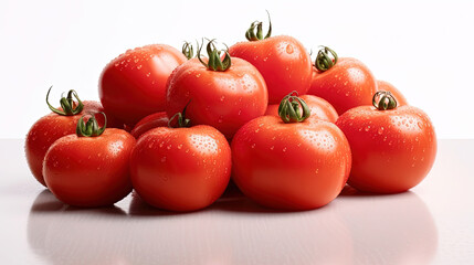 Water Drops on Red Organic Fresh Tomatoes on Selective Focus Background