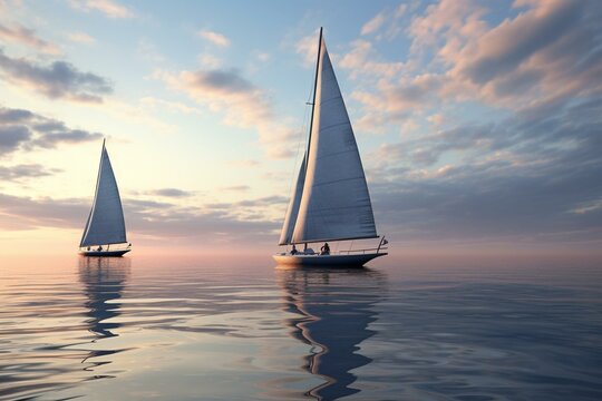 3D rendering of sailboats. Generative AI