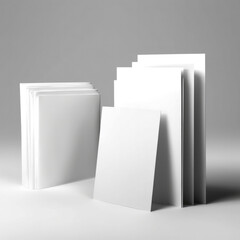 Mockup of white blank greeting cards on white background