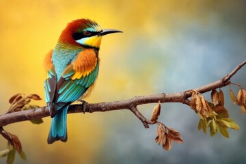 Obraz premium Colorful European bee eater Plumage Perched on a Serene Branch Created With Generative AI Technology