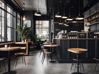 high contrast, high resolution of a modern coffee shop