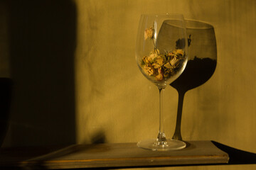 Wine glass with flowers