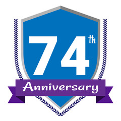 74 Anniversary. Anniversary sign collection isolated on white background. Vector Illustration EPS 10 File.