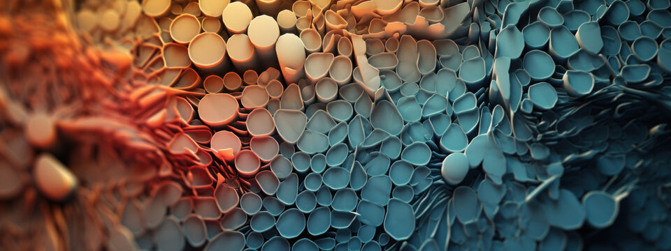 Intricate cells and pathogens in detail.