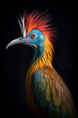 Iridescent Elegance: A Colorful Crested Bird in Profile