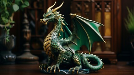 green dragon figurine symbol.
