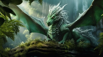 green dragon background. - obrazy, fototapety, plakaty