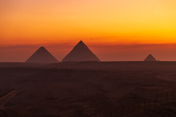 Fototapeta na wymiar The Great Pyramids of Egypt at dawn.
