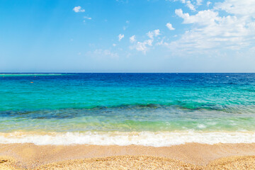 Sunny resort beach on the shores of the Red Sea.