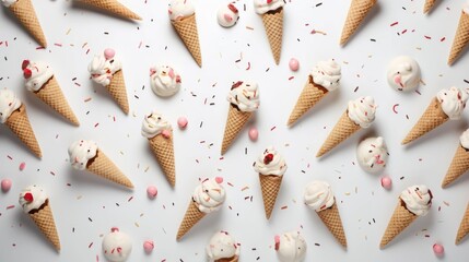 Fototapeta na wymiar popsicle ice cream in waffle cone background.