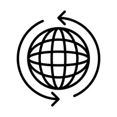 Global marketing icon with black outline style. global, technology, network, business, internet, digital, concept. Vector Illustration