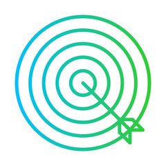 Targeting marketing icon with blue and green gradient outline style. goal, target, success, business, competition, strategy, marketing. Vector Illustration