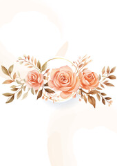 Peach and white vector realistic golden luxury invitation with flora and flower