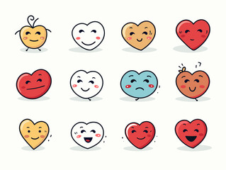 Drawing of set of icons emotion mood happy sad smile face illustration separated, sweeping overdrawn lines.