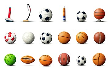 Collection of sport and ball icon collection, Sport and recreation for healthy life style concept isolated on white background