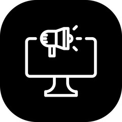 Online marketing marketing icon with black filled line outline style. business, marketing, digital, technology, online, internet, media. Vector illustration