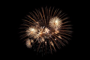 Fireworks light up the sky with dazzling display isolated on black background