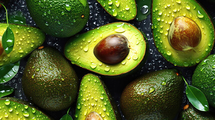Glistening Avocados: A Study in Freshness and Texture,avocado,avocado background