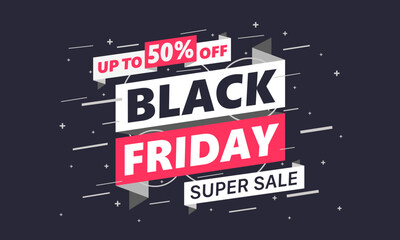 Black Friday sale banner design. up to 50% off. Vector 
black friday banner template design.