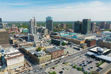 Aerial of London, Ontario, Canada on spring morning