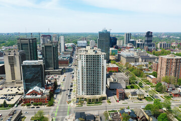 Aerial of London, Ontario, Canada on fine day