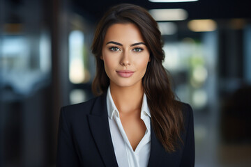 Fototapeta premium Generative AI picture portrait of amazing gorgeous office worker young woman
