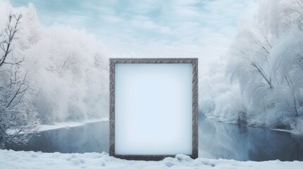 Winter outdoor photo frames, copy space template