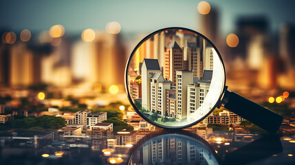 Navigating the Housing Market with a Magnifying Glass created with generative AI technology