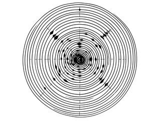 Drawing of Vector gun target illustration separated, sweeping overdrawn lines.
