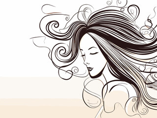 Drawing of Vector illustration of Elegance women illustration separated, sweeping overdrawn lines.