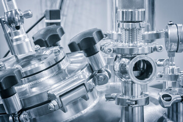 Chemical laboratory equipment, equipment for pharmaceutical production  equipment close-up,...